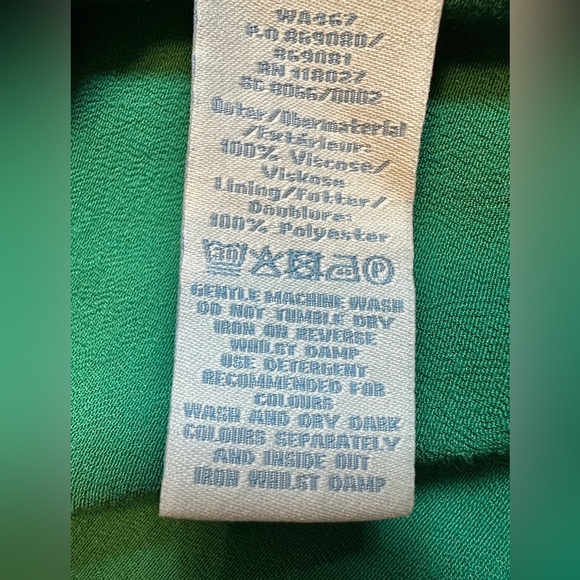 Boden women’s blue grey & green color block blouse with  3/4 length sleeves Sz 8 - Picture 9 of 10